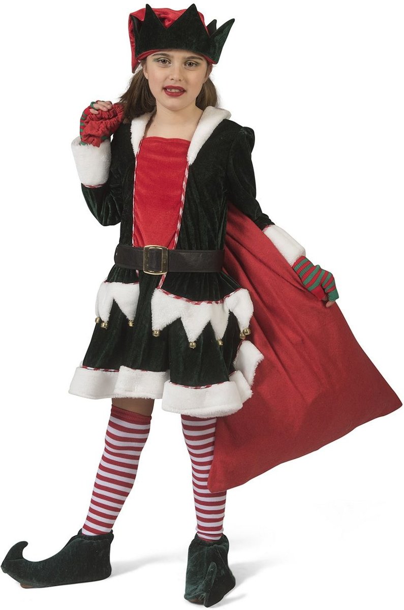 Kerst & Oud & Nieuw Kostuum | Noordpool Kerstelf Hulpje Van De Kerstman | Meisje | Maat 116 | Kerst | Verkleedkleding